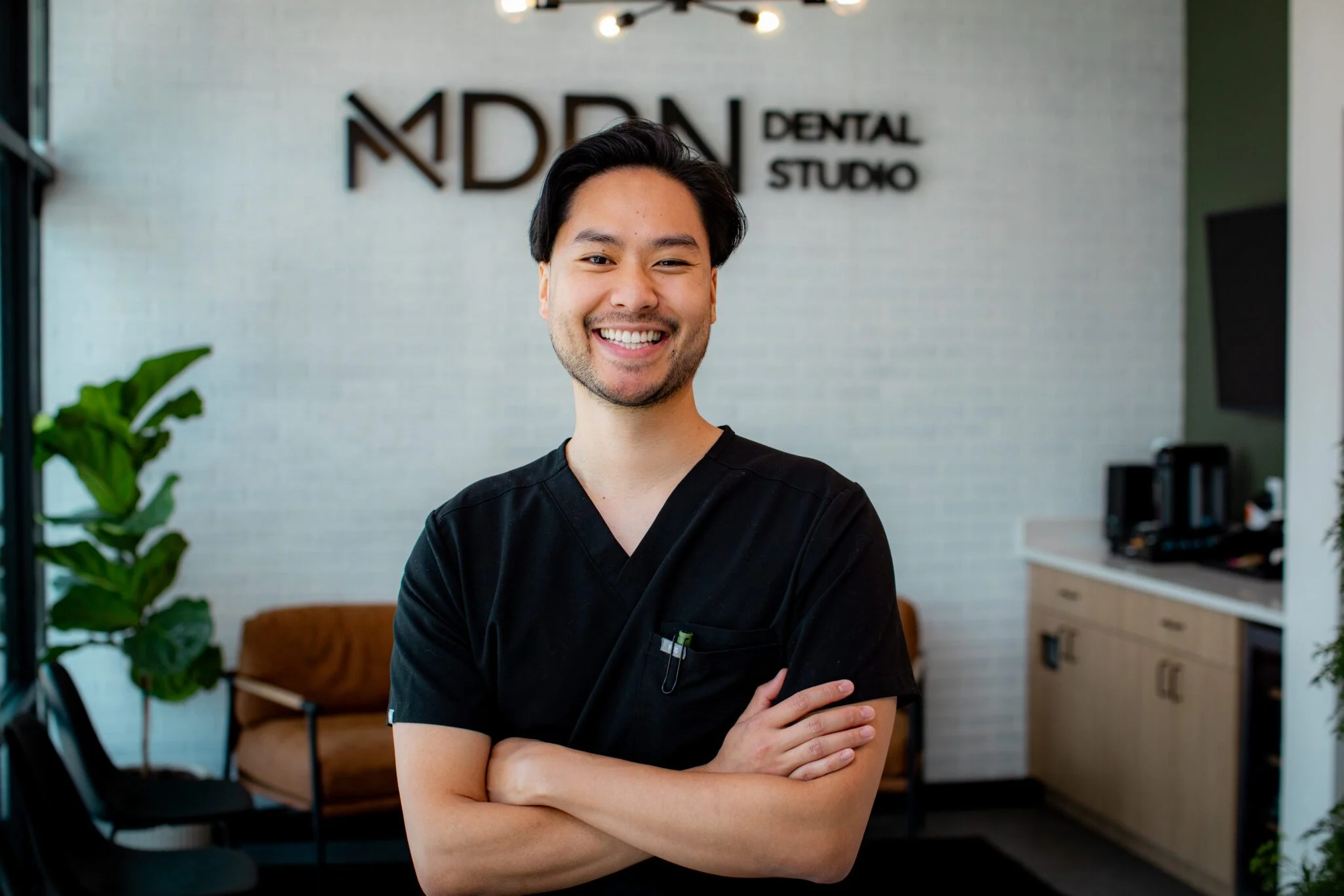 Dr. Steven Nguyen discussing dental onlay treatment planning at MDRN Dental Studio